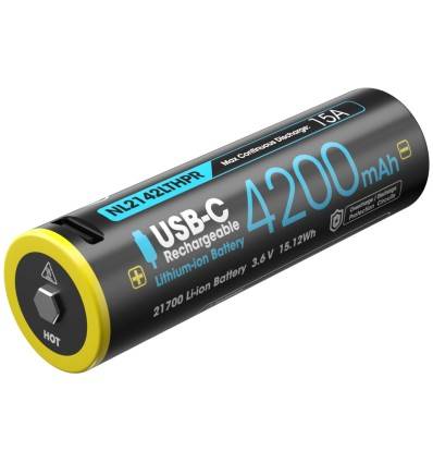 Piles, batteries et chargeurs - Nitecore | Batterie 21700 Li-ion (4200mah) USB-C - Basse température - outpost-shop.com