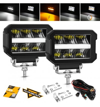Alimentation & Éclairage - Auxbeam | 4.5 Inch LED Pods Lights with White DRL and Amber Turn Signal - outpost-shop.com