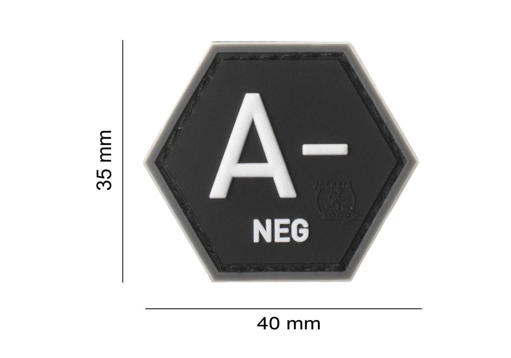JTG Bloodgroup Hexagon Rubber Patch A Neg JTG