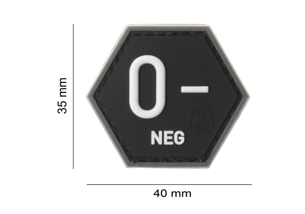 JTG Bloodgroup Hexagon Rubber Patch 0 Neg JTG