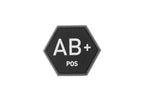 JTG Bloodgroup Hexagon Rubber Patch AB Pos
