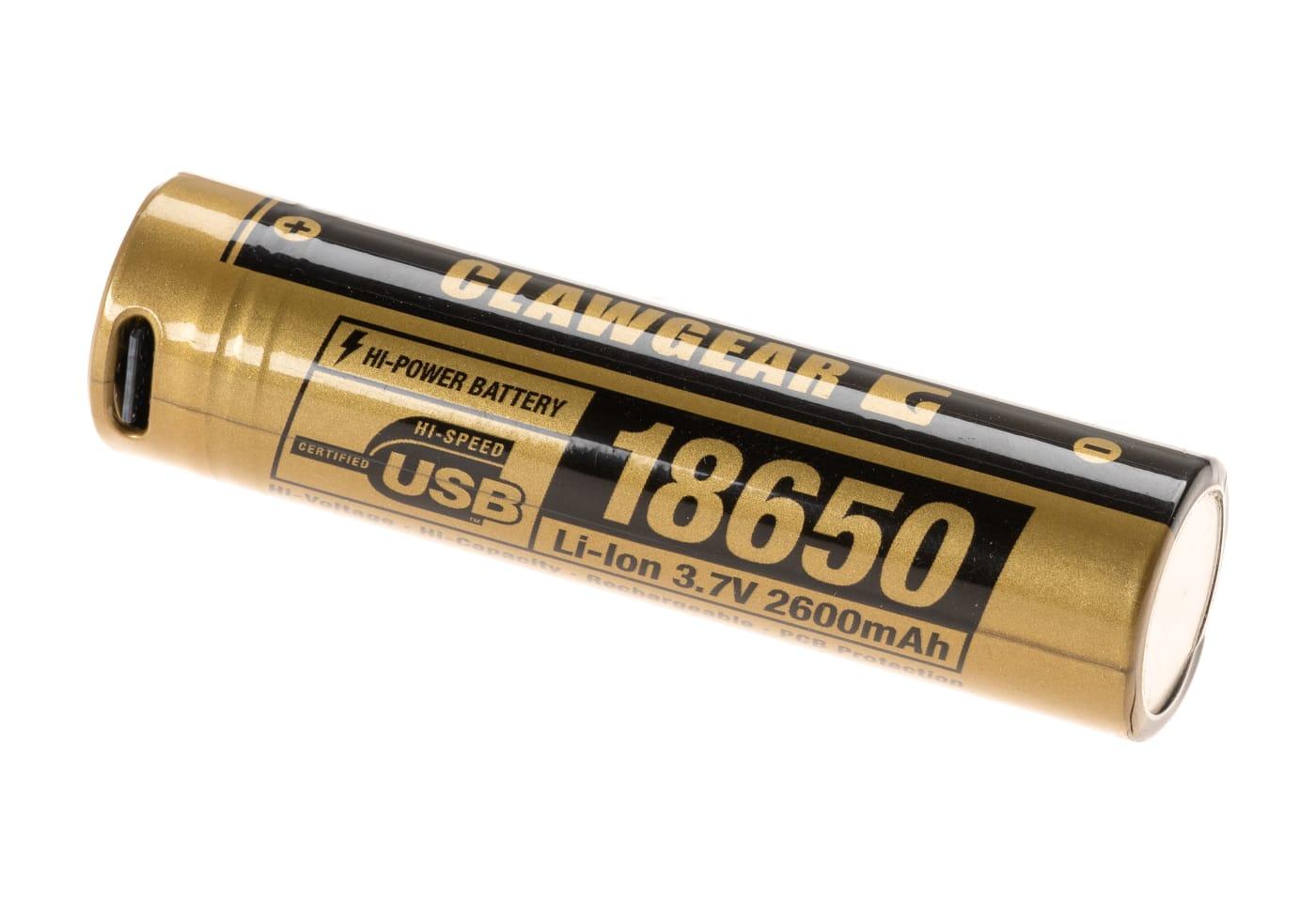 Clawgear 18650 Battery 3.7V 2600mAh Micro-USB