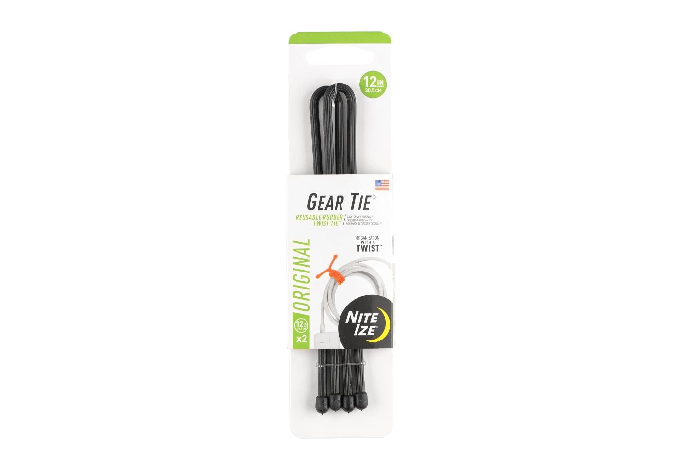 Nite Ize Gear Tie Reusable Rubber Twist Tie 12" 2pcs