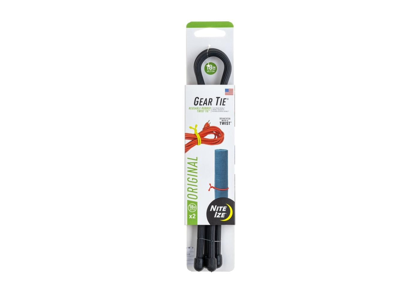 Nite Ize Gear Tie Original Reusable Rubber Twist Tie 18" 2-Pack Nite Ize