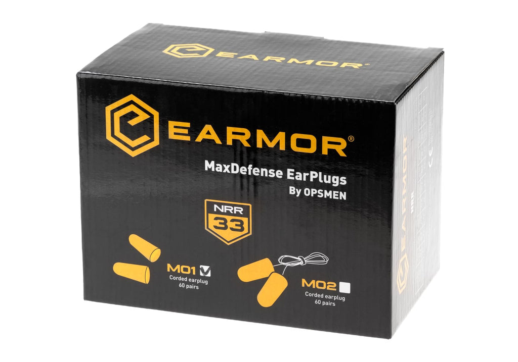 Earmor MaxDefense Ear Plugs NRR33 200 Pairs Box - Orange