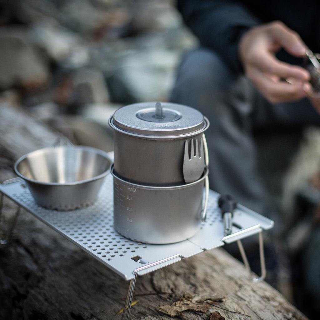 Popote titane Snow Peak Titanium Mini Solo Combo 2.0