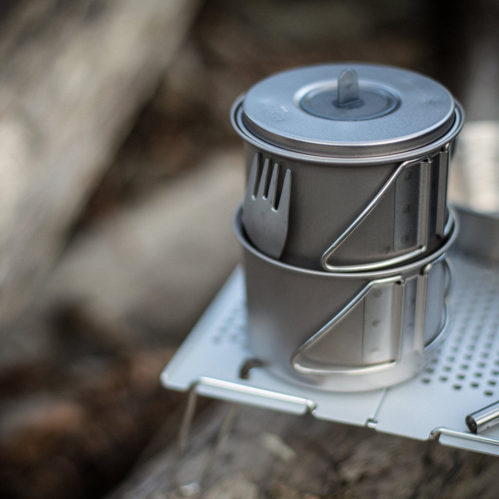 Popote titane Snow Peak Titanium Mini Solo Combo 2.0