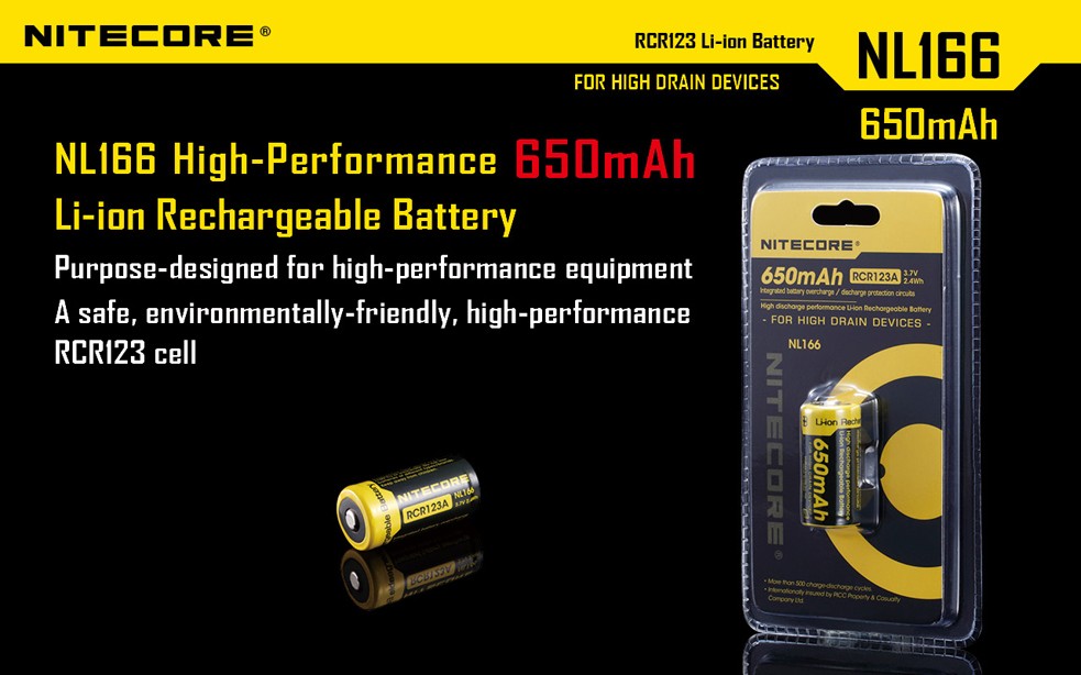 Piles, batteries et chargeurs - Nitecore | Batterie RCR123A Li-ion Rechargeable - outpost-shop.com