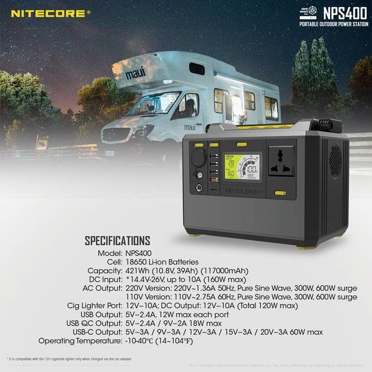 Piles, batteries et chargeurs - Nitecore | Power station NPS400 - 117 000mAh - 421 Wh - outpost-shop.com