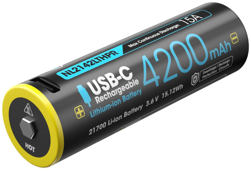 Piles, batteries et chargeurs - Nitecore | Batterie 21700 Li-ion (4200mah) USB-C - Basse température - outpost-shop.com