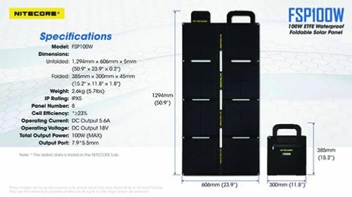 Panneaux solaire - Nitecore | Panneau solaire pliant waterproof 100W - FSP100W - outpost-shop.com