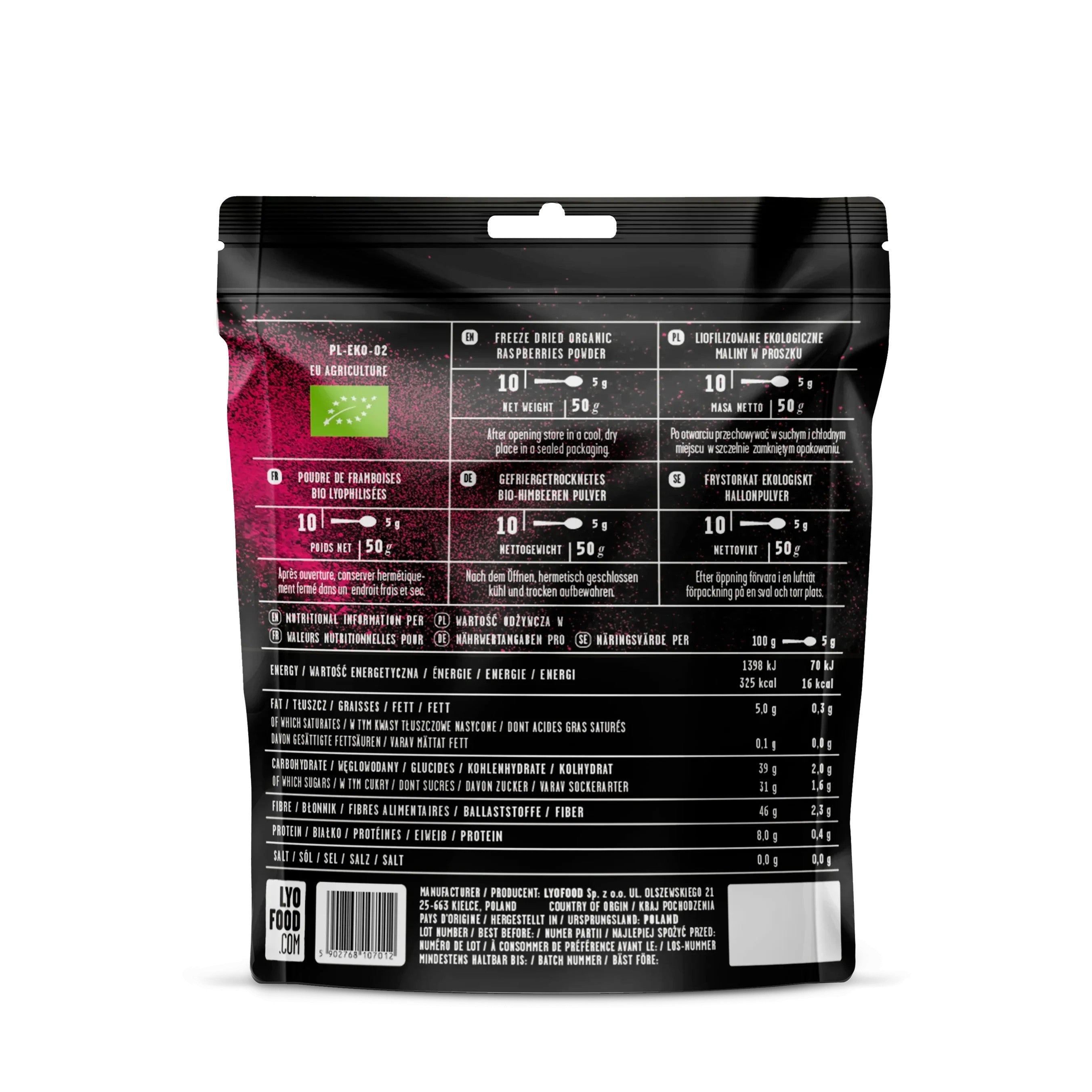 Petit-déjeuner - Lyofood® | Poudre de framboises biologiques 50g - outpost-shop.com