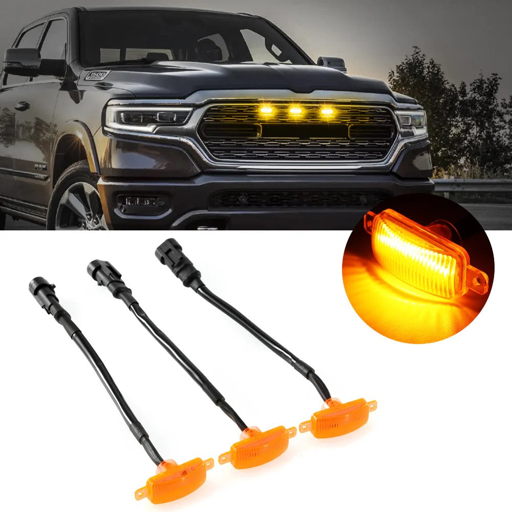 Alimentation & Éclairage - Auxbeam | LED Front Grille Lights  - Amber Light Fit for Dodge Ram 1500 2500 3500 - outpost-shop.com