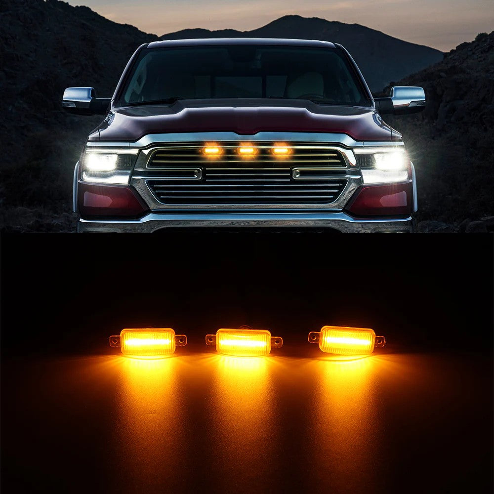 Alimentation & Éclairage - Auxbeam | LED Front Grille Lights  - Amber Light Fit for Dodge Ram 1500 2500 3500 - outpost-shop.com