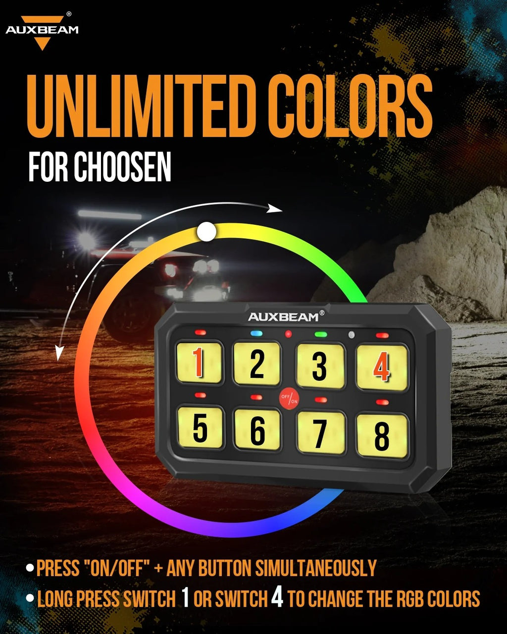 Alimentation & Éclairage - Auxbeam | RA80 XL RGB Panneau de contrôle - outpost-shop.com