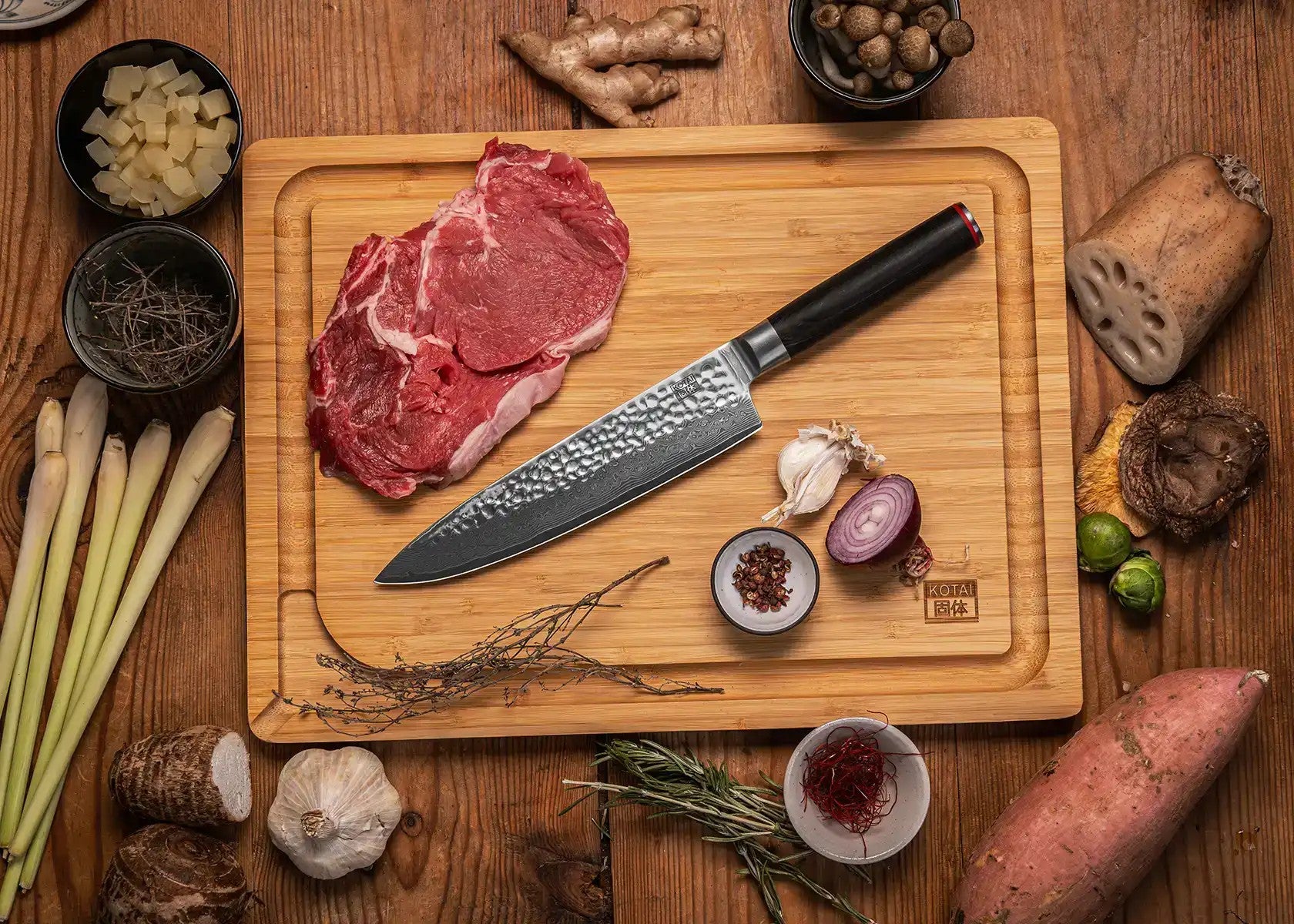 Lames Fixe - Kotai | Couteau de Chef Gyuto - Collection Pakka Damas - outpost-shop.com