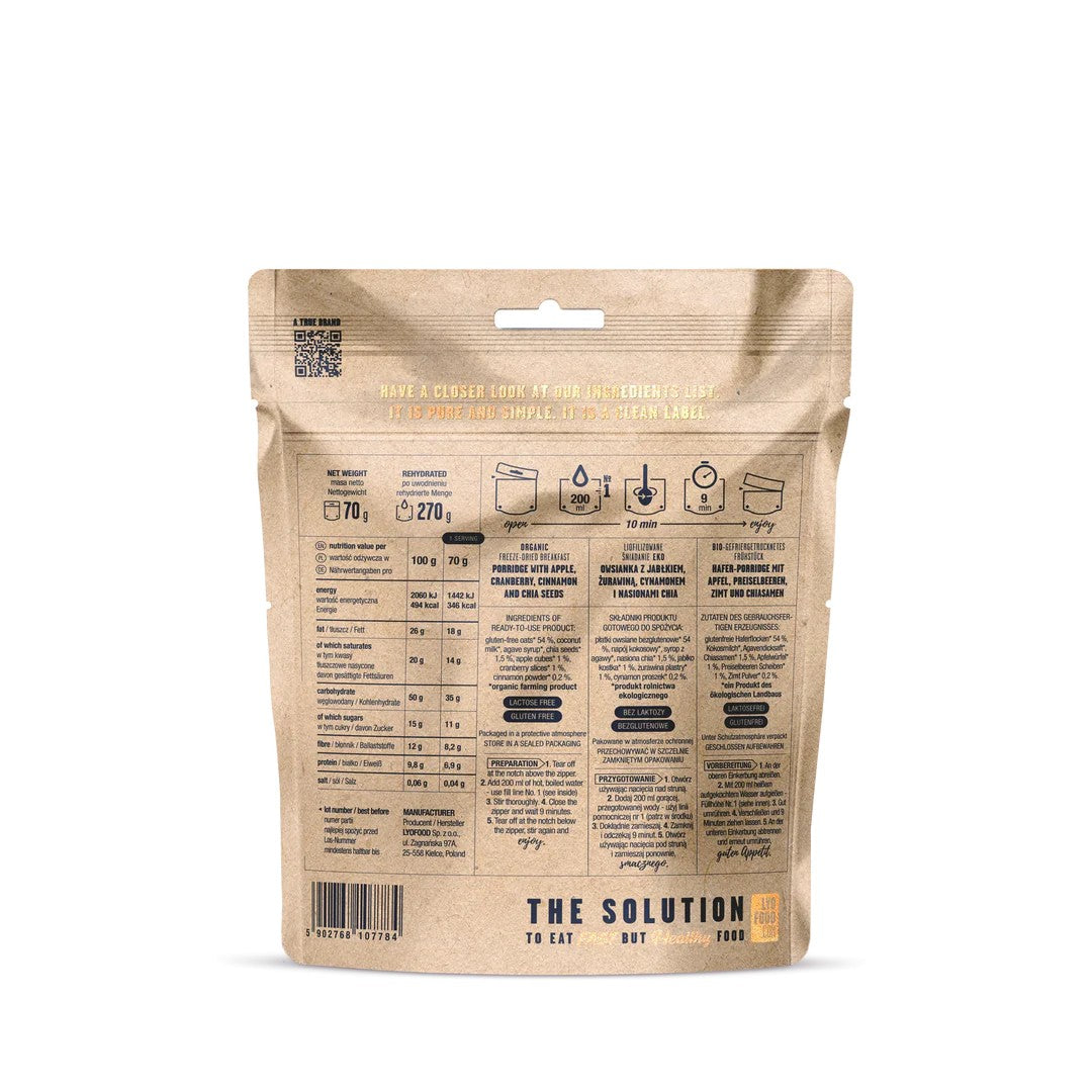 Home | Outpost - Lyofood® | Porridge avec pommes, canneberges et canelle - Bistro - outpost-shop.com