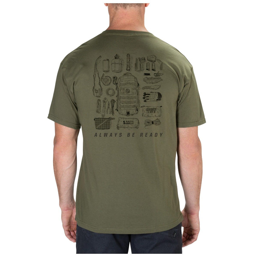 T-shirt 5.11 Load Out Military Green, illustration du matériel au dos