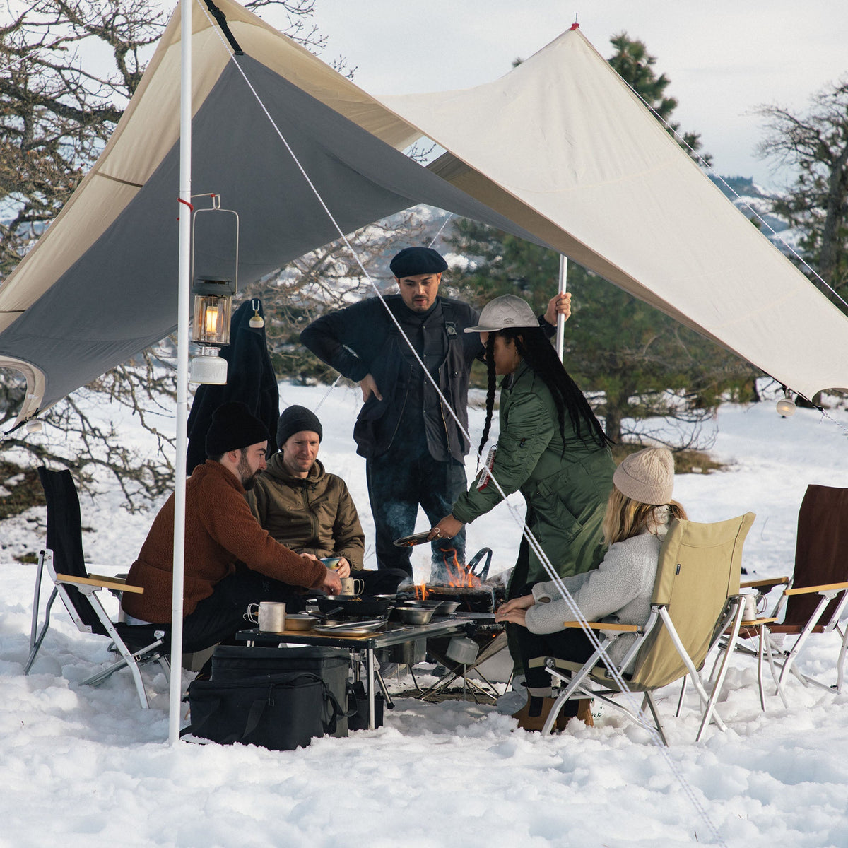 Set tarp feu de camp Snow Peak Takibi Tarp Hexa Set M