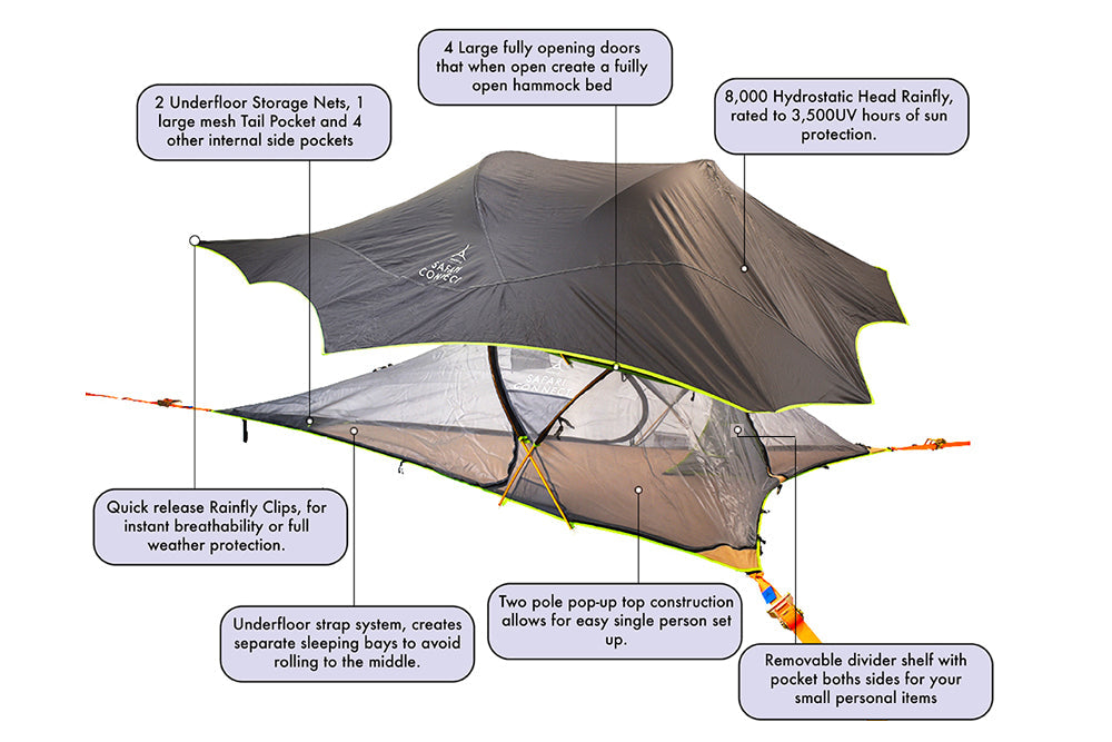Tentsile Safari Connect — Tente suspendue 2 places, vue 3