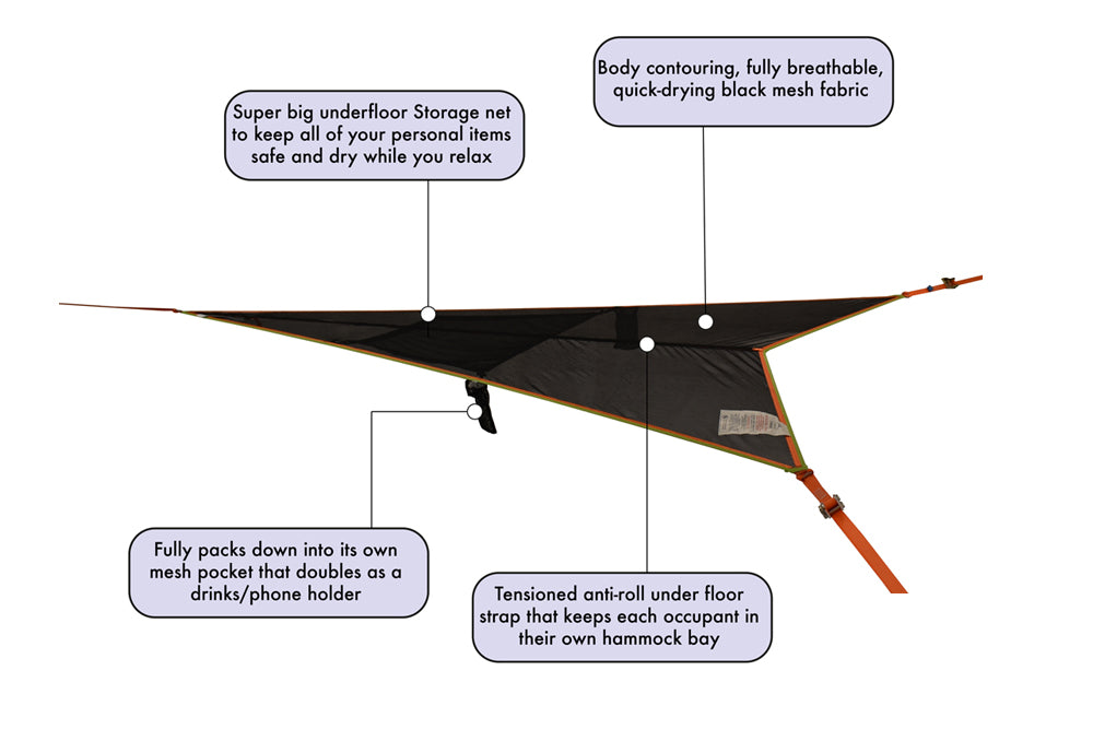 Tentsile T-Mini — Hamac 3 points 2 places, filet noir, vue 3