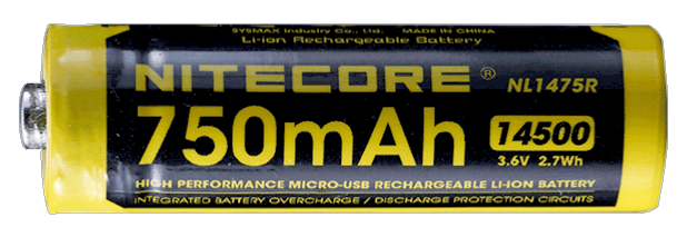 Accu 14500 Nitecore NL1475R 750 mAh micro-USB