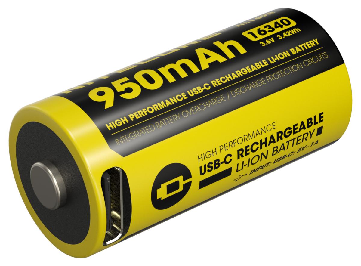 Accu 16340 RCR123 Nitecore NL169R USB-C