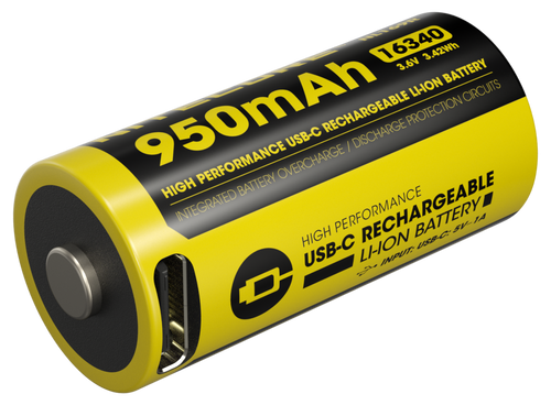 Accu 16340 RCR123 Nitecore NL169R USB-C