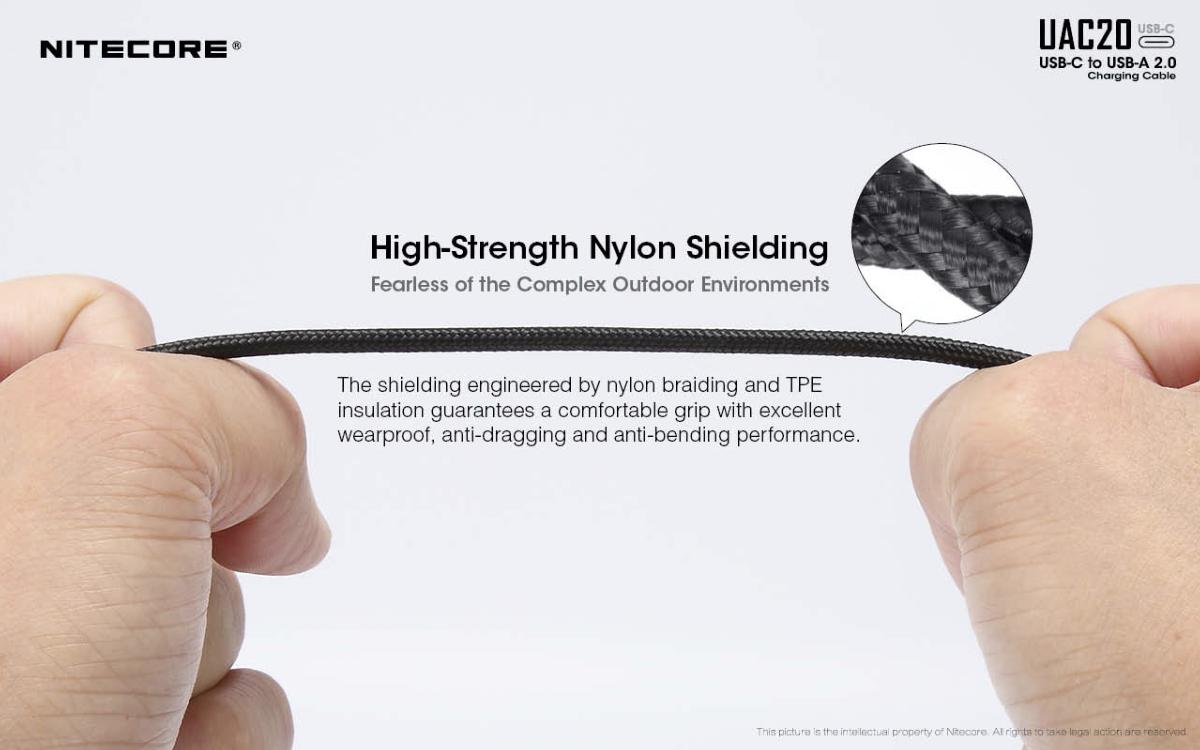 Câble USB-A vers USB-C Nitecore tressé 1 m