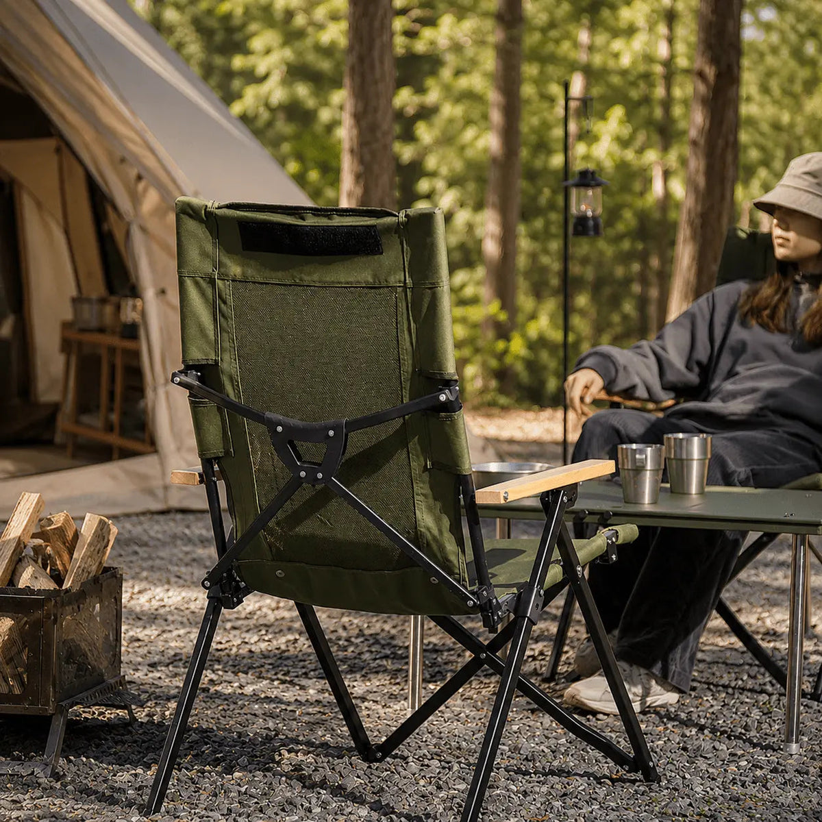 Chaise de camping Coody Relax à dossier réglable - Vert armée