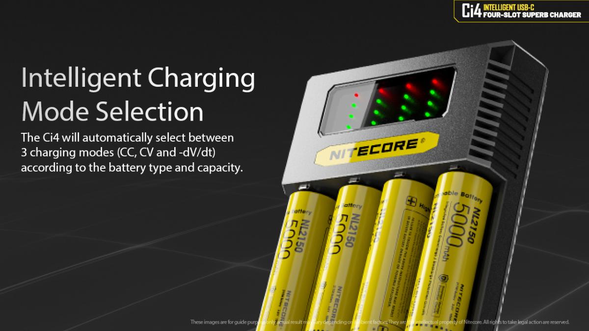 Chargeur d'accus Nitecore Ci4 quatre emplacements 3 A