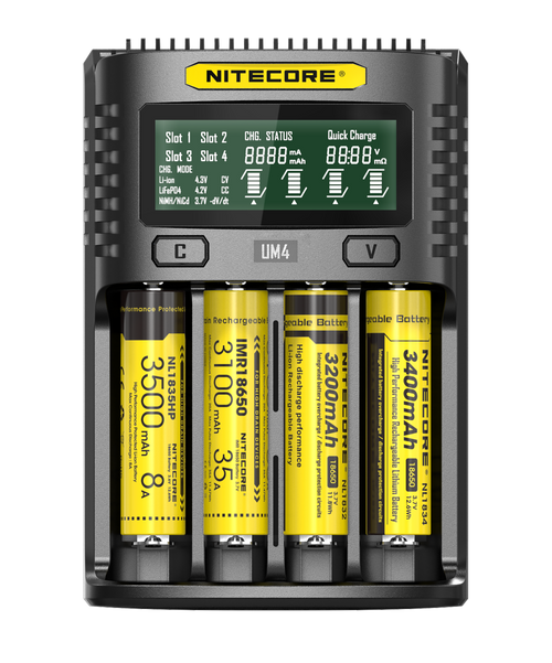 Chargeur d'accus Nitecore UM4 quatre emplacements USB