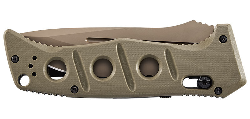 Couteau automatique Benchmade Auto Adamas Cru Wear - G10 olive, lame marron