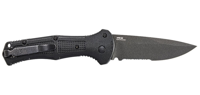 Couteau automatique Benchmade Claymore - Manche grivory/acier noir, CPM D2, tranchant lisse, lame de 86 mm, lame drop point