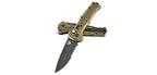 Couteau automatique Benchmade Claymore - Manche grivory/acier olive, CPM D2, tranchant lisse, lame de 86 mm, lame drop point