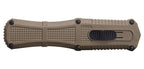 Couteau automatique Benchmade Claymore - Manche grivory marron, CPM D2, double tranchant mixte, lame de 99 mm, lame dague