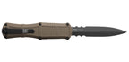 Couteau automatique Benchmade Claymore - Manche grivory marron, CPM D2, double tranchant mixte, lame de 99 mm, lame dague