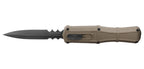 Couteau automatique Benchmade Claymore - Manche grivory marron, CPM D2, double tranchant mixte, lame de 99 mm, lame dague
