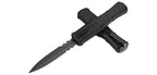 Couteau automatique Benchmade Claymore - Manche grivory noir, CPM D2, double tranchant mixte, lame de 99 mm, lame dague