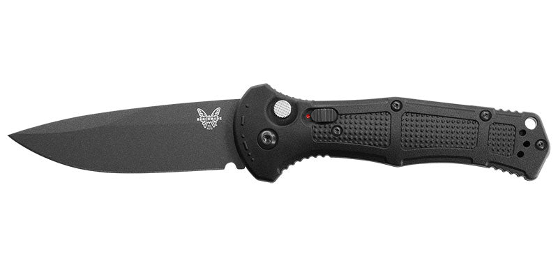 Couteau automatique Benchmade Claymore - Manche grivory noir, CPM D2, tranchant lisse, lame de 86 mm, lame drop point