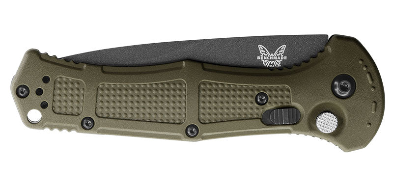 Couteau automatique Benchmade Claymore - Manche grivory vert, CPM154, tranchant lisse, lame de 86 mm, lame drop point