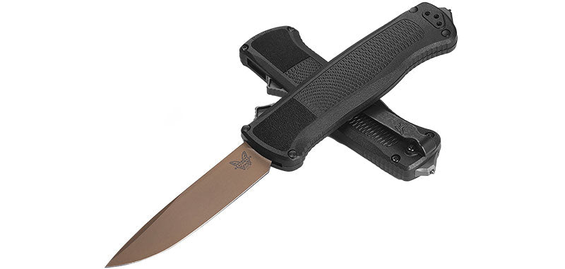 Couteau automatique Benchmade Shootout CF-Elite - Drop point, Cru Wear
