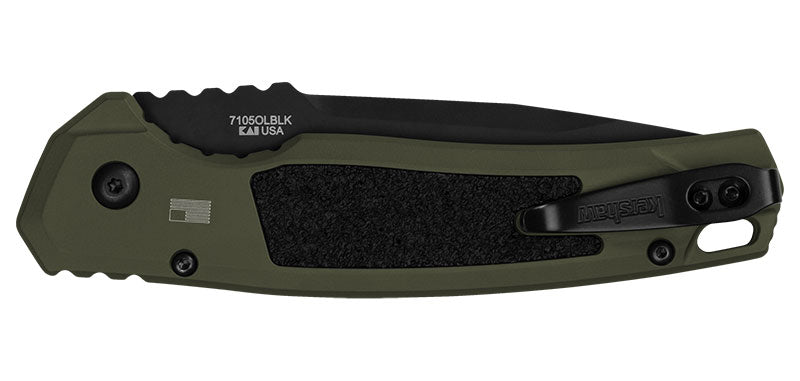 Couteau automatique Kershaw Launch 16 - Manche aluminium noir/vert, tranchant lisse