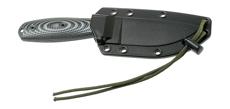 Couteau ESEE-3 lame noire manche G10 3D gris et étui Zytel