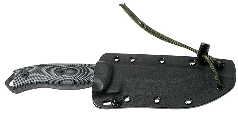 Couteau ESEE-5 lame noire manche G10 3D gris et étui Kydex