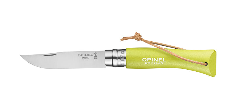 Couteau Opinel Baroudeur N°07 inox, manche coloré et dragonne - Anis