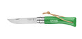 Couteau Opinel Baroudeur N°07 inox, manche coloré et dragonne - Vert prairie