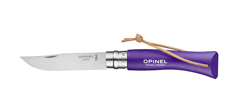 Couteau Opinel Baroudeur N°07 inox, manche coloré et dragonne - Violet