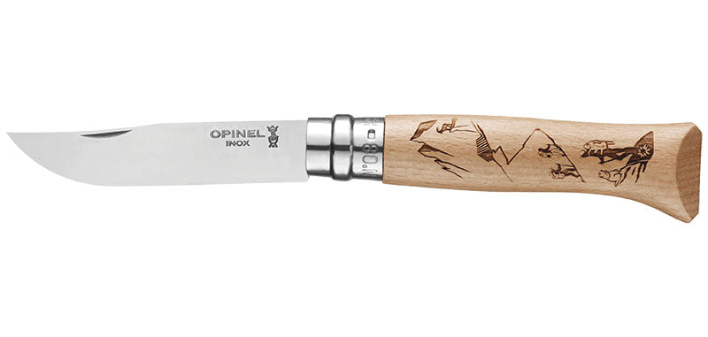 Couteau Opinel N°08 Sport, manche gravé rando, ski, vélo ou escalade - Rando