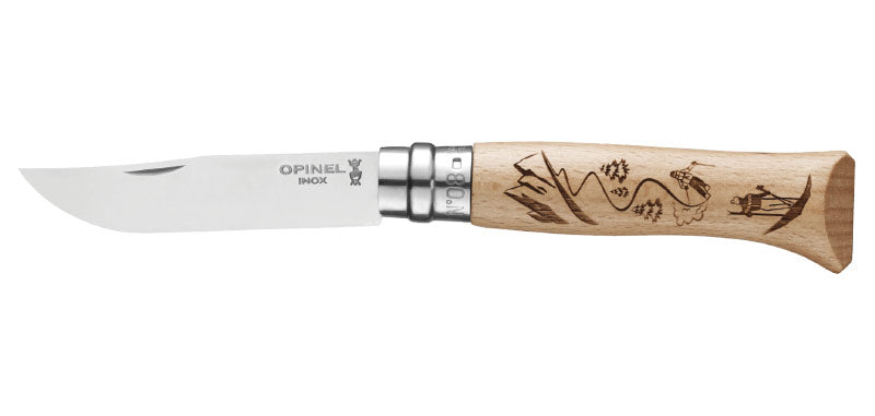 Couteau Opinel N°08 Sport, manche gravé rando, ski, vélo ou escalade - Ski